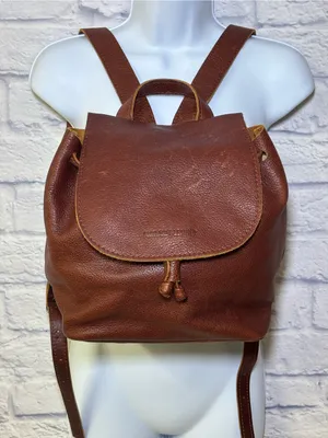 Portland Leather Goods Bucket Backpack Brown Full Grain Leather Drawstring Bag thumbnail 10