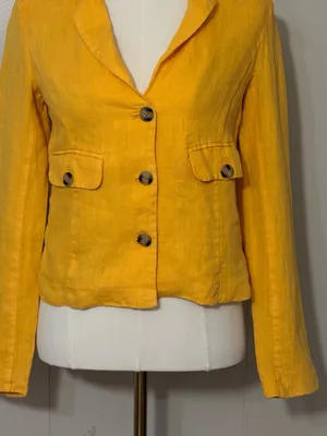 Sundance Pippa Cropped 100% Linen Blazer Sunset Yellow Size XS thumbnail 4
