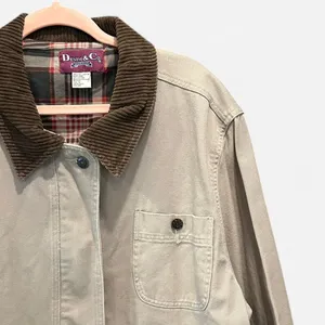Vintage Tan Barn Coat Corduroy Collar Cotton Utility Jacket Chore Coat Large thumbnail 8