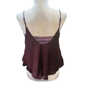 Sequin Cami Top Maroon Sleeveless Party Tank Top thumbnail 4