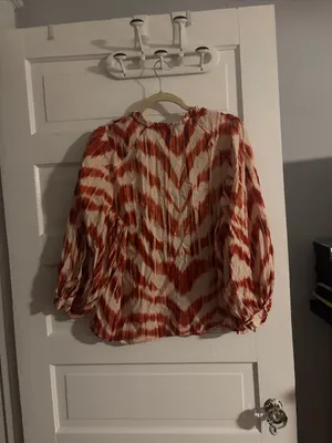 Banana Republic Womens Rust & Cream Patterned Button-Front Blouse thumbnail 4