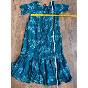 Hilo Hattie Teal Blue Tropical Hibiscus Maxi Muumuu Dress XL Hawaii Mrs Roper thumbnail 6