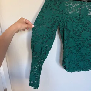 Intimately Free People Green Lace Square Neck Puff Sleeve Top Whimsigoth Boho XS thumbnail 3