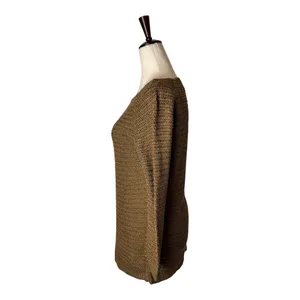 Coincidence & Chance Anthropologie Sweater Women Small Brown Knit Cotton Blend‎ thumbnail 6