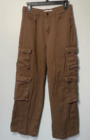 YMI Y2K High Rise‎ Brown Mocha All Day double Cargo Wide Leg Women’s Size 7 thumbnail 1