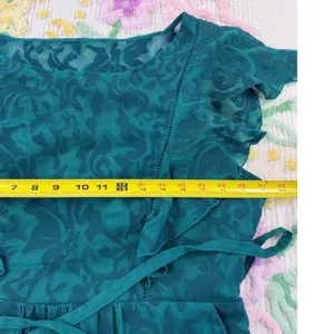Moulinette Soeurs anthropologie Teal‎ Lace Overlay Flutter Sleeve 14 dress thumbnail 5