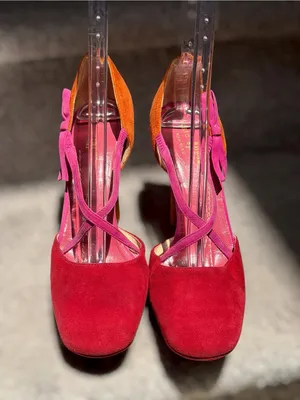 Kate Spade New York Colorblock‎ Suede D’Orsay Platform Pumps Bow Heels Pin Up thumbnail 5
