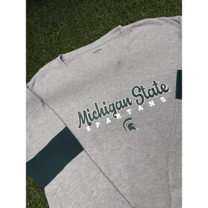 Captivating Waffle XXL Michigan State Spartans Long Sleeve‎ Jersey Style Gray thumbnail 2