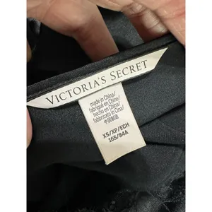 Victorias Secret Black‎ Lace Trim Cutout Slip Mini Dress Chemise Size XS thumbnail 5