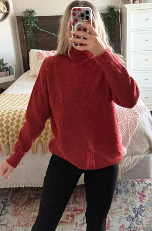 EXPRESS Reddish/orange Mock Neck Sweater  thumbnail 1