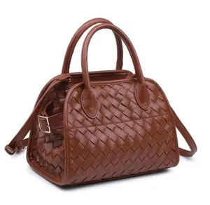 Urban Outfitters Kristie Crossbody Brown Chic leather bag woven texture thumbnail 1