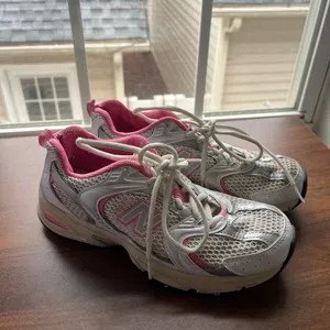 New Balance Mesh Sneakers in White and Pink thumbnail 6