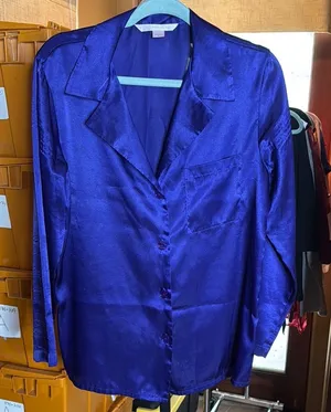 Vintage Victoria’s Secret Dark Purple Satin Pajama Set LS Top & Short Size Small thumbnail 1