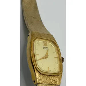 Seiko Quartz Ladies Watch Gold Tone Rectangle Case Textured Band‎ 387034 thumbnail 5
