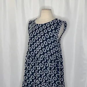 NWT!! Anthropologie MAEVE Lisanne Textured Tunic Tiered Dress Blue White X-Small thumbnail 6