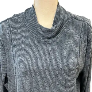 Free People Womens Mock Neck Ribbed Top Size L Cabincore Loungewear Boho thumbnail 2