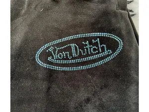 Size Small VonDutch Sweatpants, Black Velour Wide Leg Us 4-6 ( womens) thumbnail 9