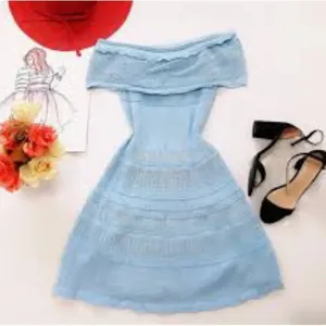 Anthropologie Foxiedox Bardot Dress in Baby Blue thumbnail 6