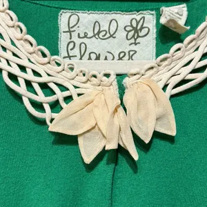 Anthropologie Field Flower Shamrock Green Cashmere/Cotton Blend Cardigan Sz‎ S thumbnail 5