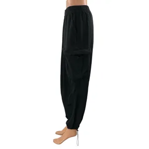 Zara Women's Black High Rise Parachute Baggy Cargo Jogger Trousers Pants Size M thumbnail 2