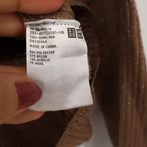 Uniqlo Sweater Womens L Brown Metallic Ribbed Mock Neck Good thumbnail 3