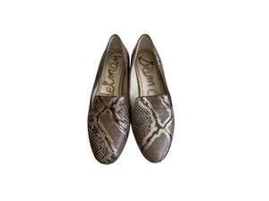 SAM EDELMAN Snake Print Leather Tan Loafers Flats Size 8 thumbnail 8
