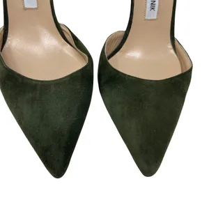 Manolo Blahnik D’orsey green suede and silver leather 2 tone heels 100mm sz 37.5 thumbnail 4