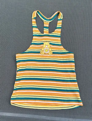 Care Bears Sunshine Bear Sleeveless Graphic Halter Tank Top Women's xs‎ striped thumbnail 1