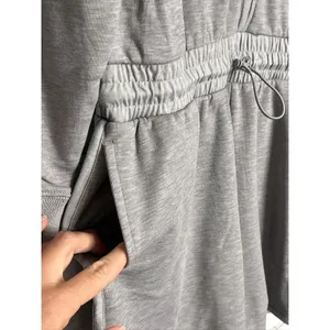 Mono B Half-Zip Long Sleeve Romper Grey Small Tencel Sporty thumbnail 4