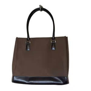Diane Von Furstenberg Double Handle Suede & Leather Tote Bag Snap Brown Classic thumbnail 3
