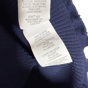 Aerie Seamless Rib Corset Bra Top Size Medium Navy Blue Lounge Crop Y2K Basic thumbnail 6