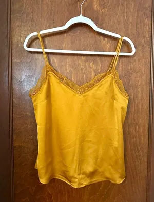 Abercrombie & Fitch Mustard Yellow Lace Cami Top Size M thumbnail 2