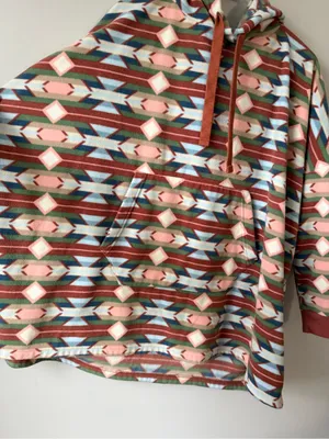 Eddie Bauer Oversize Fleece Sweatshirt Aztec Pattern Multi Color Orange Blue S M thumbnail 3