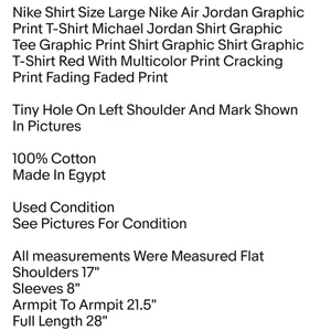 Nike Shirt Size Large Nike Air Graphic Print T-Shirt Michael Jordan Shirt Unisex thumbnail 2