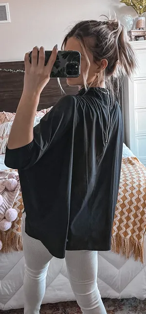 Athleta Black Mock Neck Flowy Top thumbnail 4