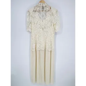 Vintage‎ Scott McClintock Ivory Cream Lace Pleated Dress Evening Gown Size 14 thumbnail 4