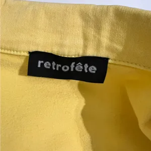Retrofête Willa Yellow Denim Mini Dress Ruched Button Front Italy M thumbnail 5