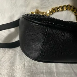 Aldo Black Textured Faux Leather Shoulder Bag Chunky Chain Detail and Lion Logo thumbnail 10