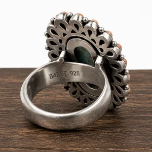 BARSE Southwestern Style Oversized Sterling Silver Turquoise Spiny Oyster Ring thumbnail 8