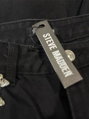 NWT Steve Madden Women's Swift Jeans Rhinestone Black SZ-28 thumbnail 5