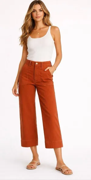 Roller Rabbit Elle Terra Cotta Cropped Wide Leg Pants Size 10 NWT thumbnail 1