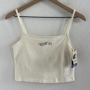 NWT Champion Retro Cream Branded Cami Baby Tank Top Medium thumbnail 1