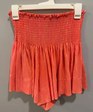 Queen of Sparkles Shimmery High-Waisted Swing Shorts Coral Orange / Pink thumbnail 1
