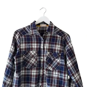 Altar’d State Shirt Button Front Blue Plaid Flannel Mixed Media Lace SZ L #2315 thumbnail 2
