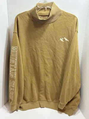 Aerie Sweatshirt Womens XL Mountain Season Mock Neck Oversized Olive Toned Gold thumbnail 1