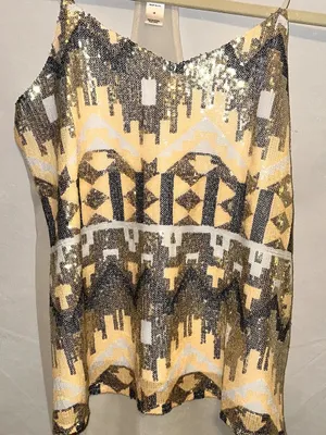 Daytrip Sequin Razor Back Shear Tank Top SIze Medium thumbnail 1
