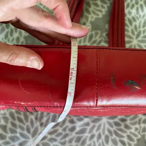 Kate Landry Red Leather Shoulder Bag Zebra Print Lining‎ Multi Compartment Tote thumbnail 10