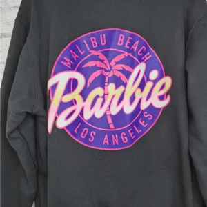 Barbie Malibu Beach Graphic Hoodie L Black Neon Retro Pullover Sweatshirt fall thumbnail 7