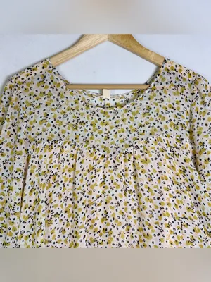 Paper Crown Anthropologie Droplets Dress Sz L Floral Swing Babydoll Boho Cottage thumbnail 8