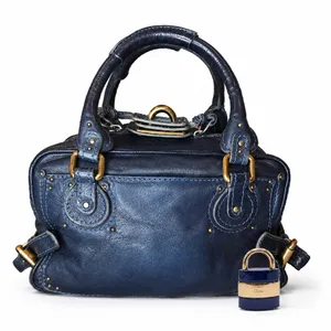CHLOE Paddington Navy Blue Leather Tote Hand Bag w/ Padlock thumbnail 1